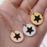 Stainless Steel Jewelry Necklace, 304 Stainless Steel, Round, Vacuum Ion Plating, fashion jewelry & Unisex & with star pattern 1.5mm,20mm Approx 17.72 Inch 
