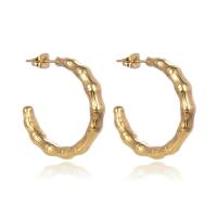Titanium Steel Stud Earring, Round, gold color plated, fashion jewelry & for woman, golden, 5mm, Inner Approx 30mm 
