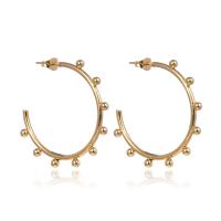Titanium Steel Stud Earring, Round, gold color plated, fashion jewelry & for woman, golden, 3mm, Inner Approx 33mm 