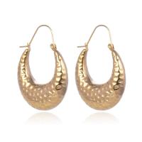 Titanium Steel Hoop Earring, Round, gold color plated, fashion jewelry & for woman, golden 