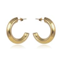 Titanium Steel Stud Earring, Round, gold color plated, fashion jewelry & for woman, golden, 7mm, Inner Approx 30mm 