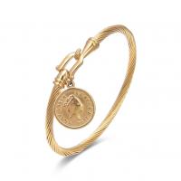 Titanium Steel Bangle, Round, gold color plated, fashion jewelry & for woman Inner Approx 60mm 