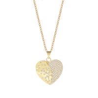 Cubic Zircon Micro Pave Brass Necklace, Heart, gold color plated, micro pave cubic zirconia & for woman, golden Approx 17.7 Inch 