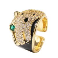 Cubic Zirconia Micro Pave Brass Finger Ring, gold color plated, Adjustable & Unisex & micro pave cubic zirconia, gold, 18mm 