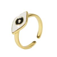 Brass Finger Ring, gold color plated, Adjustable & for woman & enamel, gold, 18mm 