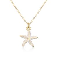 Brass Jewelry Necklace, Starfish, gold color plated, for woman & enamel Approx 17.7 Inch 