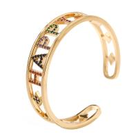 Cubic Zirconia Micro Pave Brass Bracelet, gold color plated, Adjustable & micro pave cubic zirconia & for woman & hollow 58mm 