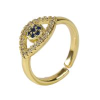 Cubic Zirconia Micro Pave Brass Finger Ring, gold color plated, Adjustable & micro pave cubic zirconia & for woman, gold, 18mm 