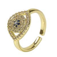 Cubic Zirconia Micro Pave Brass Finger Ring, Eye, gold color plated, Adjustable & micro pave cubic zirconia & for woman, gold, 18mm 