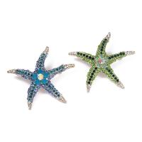 Rhinestone Zinc Alloy Brooch, Starfish, gold color plated, for woman & with rhinestone 