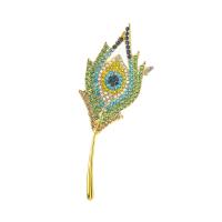 Rhinestone Zinc Alloy Brooch, Flower, gold color plated, for woman & with rhinestone 