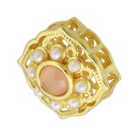 laiton Perles de curseur, avec verre & perle de plastique, chanté plaqué or, pavé de micro zircon & creux Environ 2mm, Vendu par PC