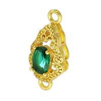 Cubic Zirconia Micro Pave Brass Connector, sang gold plated, micro pave cubic zirconia & hollow, green Approx 2mm [
