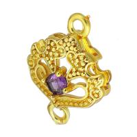 Cubic Zirconia Micro Pave Brass Connector, Lotus Seedpod, sang gold plated, micro pave cubic zirconia & hollow Approx 2mm 