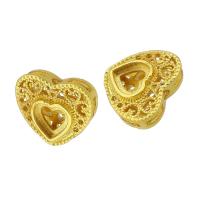Brass Slider Beads, Heart, sang gold plated, hollow Approx 1mm 