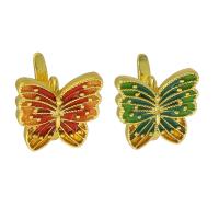 Brass Pearl Clasp, Butterfly, sang gold plated, enamel Approx 2mm 