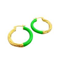 Brass Hoop Earring, 18K gold plated, fashion jewelry & for woman & enamel 26.5mm 