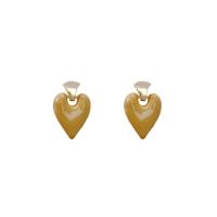 Enamel Zinc Alloy Drop Earring, Heart, high quality plated, fashion jewelry & for woman, golden 