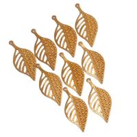 Brass Leaf Pendants, gold color plated, Unisex & hollow, golden Approx 