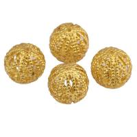 Perle creuse en laiton, Rond, Placage de couleur d'or, DIY & creux, doré, 18mm, Environ Vendu par sac