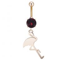 Belly Ring Jewelry, Zinc Alloy, with Cubic Zirconia & 304 Stainless Steel, Crane, Galvanic plating, for woman & faceted 