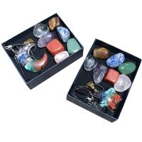 Полудрагоценный камень модный ювелирный набор, лечебный камень & ожерелье, с Корейская Корея & Латунь, Другое покрытие, 8 шт. & разные стили для выбора, разноцветный 8ПК/указан, продается указан