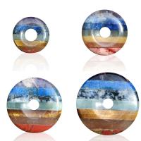Gemstone Pendant, Donut, polished, patchwork & DIY mixed colors 