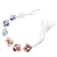 Gemstone Hanging Decoration, with Cotton Cord, mixed colors, 280-300mm 