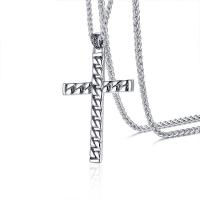 304 Stainless Steel Necklace, Cross, fashion jewelry & for man, original color Approx 23.62 Inch 