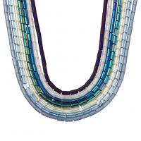 Vernickelt Glasperlen, 7 Stück & DIY, gemischte Farben, 5x2.5mm, Länge:ca. 28.35-29.53 ZollInch, 7SträngeStrang/Tasche, verkauft von Tasche