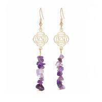 Gemstone Drop Earring, Zinc Alloy, with Natural Stone, gold color plated, fashion jewelry & for woman 70mm 