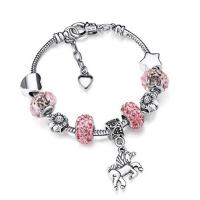 Zinc Alloy European Bracelets, with Crystal, Unicorn, silver color plated, fashion jewelry & for woman 