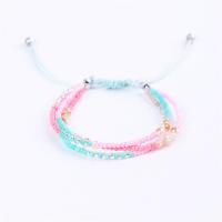 Glass Seed Beads Bracelets, Polyester Cord, with Seedbead & zinc alloy bead, plated, Adjustable & fashion jewelry & multilayer cm 