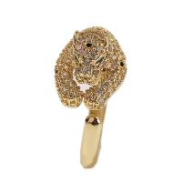 Cubic Zirconia Micro Pave Brass Finger Ring, Leopard, gold color plated, Adjustable & micro pave cubic zirconia & for woman, gold, 17mm 