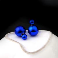Kunststoff Perlen Ohrstecker, rund, Epoxidharzklebstoff, für Frau, keine, 16mm, verkauft von Paar