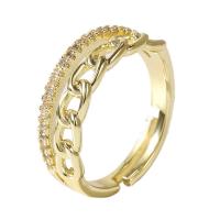 Brass Finger Ring, gold color plated, Adjustable & micro pave cubic zirconia & for woman & hollow, gold, 17mm 