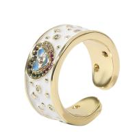 Brass Finger Ring, gold color plated, Adjustable & micro pave cubic zirconia & for woman & enamel 18mm 
