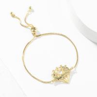 Cúbicos Circonia pulsera Latón de Micro pavimenta, metal, chapado en color dorado, micro arcilla de zirconia cúbica & para mujer & hueco, dorado, 220mm, Vendido por UD