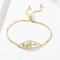 Cúbicos Circonia pulsera Latón de Micro pavimenta, metal, chapado en color dorado, micro arcilla de zirconia cúbica & para mujer & hueco, dorado, 220mm, Vendido por UD