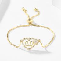 Cúbicos Circonia pulsera Latón de Micro pavimenta, metal, chapado en color dorado, micro arcilla de zirconia cúbica & para mujer & hueco, dorado, 220mm, Vendido por UD