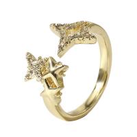 Brass Finger Ring, gold color plated, Adjustable & micro pave cubic zirconia & for woman, gold, 18mm 