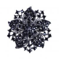 Rhinestone Zinc Alloy Brooch, with Czech Rhinestone, Flower, platinum color plated, for woman & hollow 