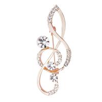 Rhinestone Zinc Alloy Brooch, Music Note, plated, for woman & with rhinestone & hollow 