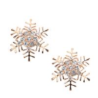Rhinestone Zinc Alloy Brooch, with Czech Rhinestone, Snowflake, KC gold color plated, for woman & with rhinestone 