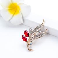 Rhinestone Zinc Alloy Brooch, with Czech Rhinestone, KC gold color plated, for woman & with rhinestone 