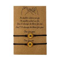 Enamel Zinc Alloy Bracelets, with Wax Cord, Sunflower, plated, 2 pieces & Unisex Approx 6.3-11.8 Inch 