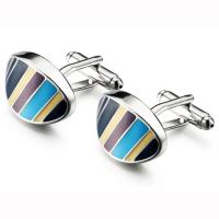 Brass Cufflinks, with Crystal, platinum color plated, stoving varnish & Unisex 