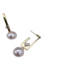 Brass Drop Earring, with Plastic Pearl, gold color plated, for woman 