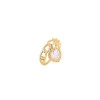 Brass Finger Ring, gold color plated, micro pave cubic zirconia & for woman, 16.5mm 