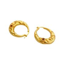 Brass Hoop Earring, 18K gold plated, fashion jewelry & for woman & with rhinestone 